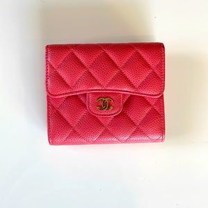 Chanel Classic Pink Caviar tri flap wallet